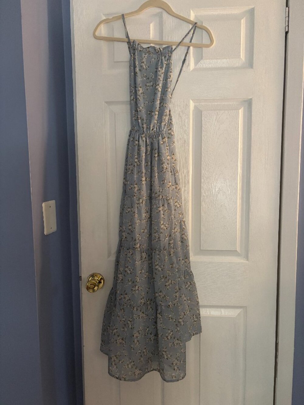 En Saison blue floral chiffon midi dress